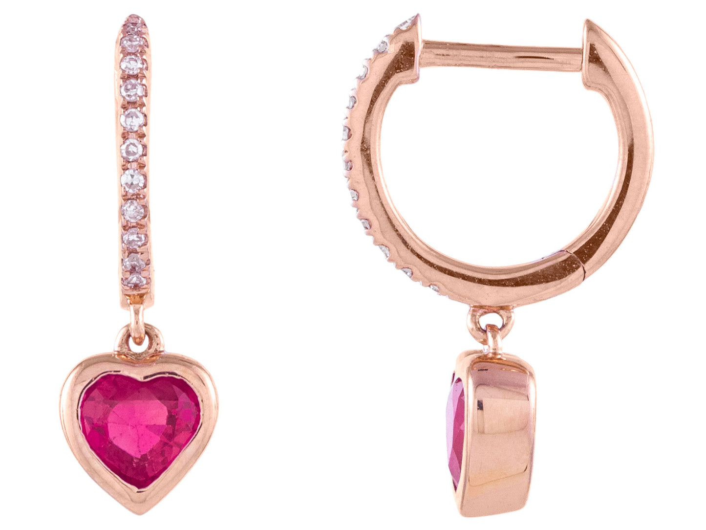 The Heart Ruby & Diamond Huggies