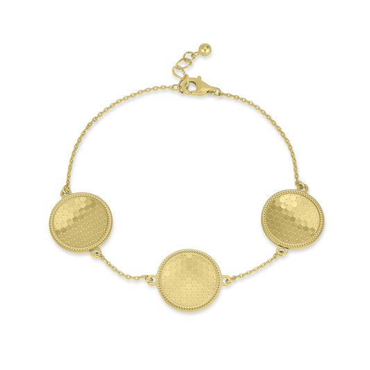 14K Yellow Gold Round Multi-Station Shimmer Bracelet