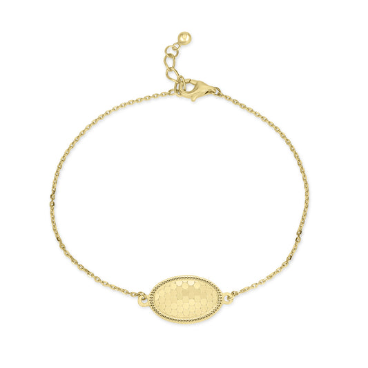 14K Yellow Gold Oval Solo Shimmer Bracelet
