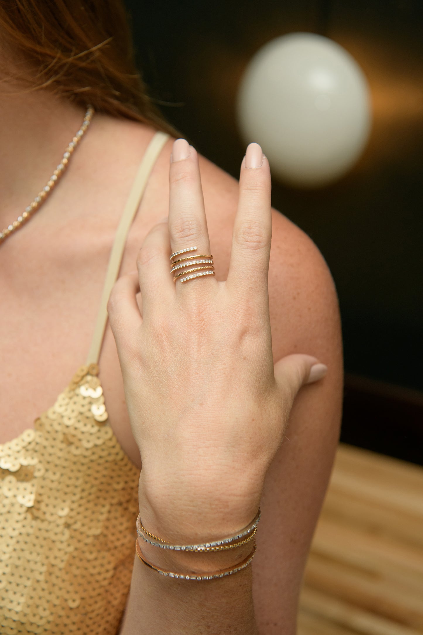 The 14K Yellow Gold Bowery Diamond Spiral Wrap Ring