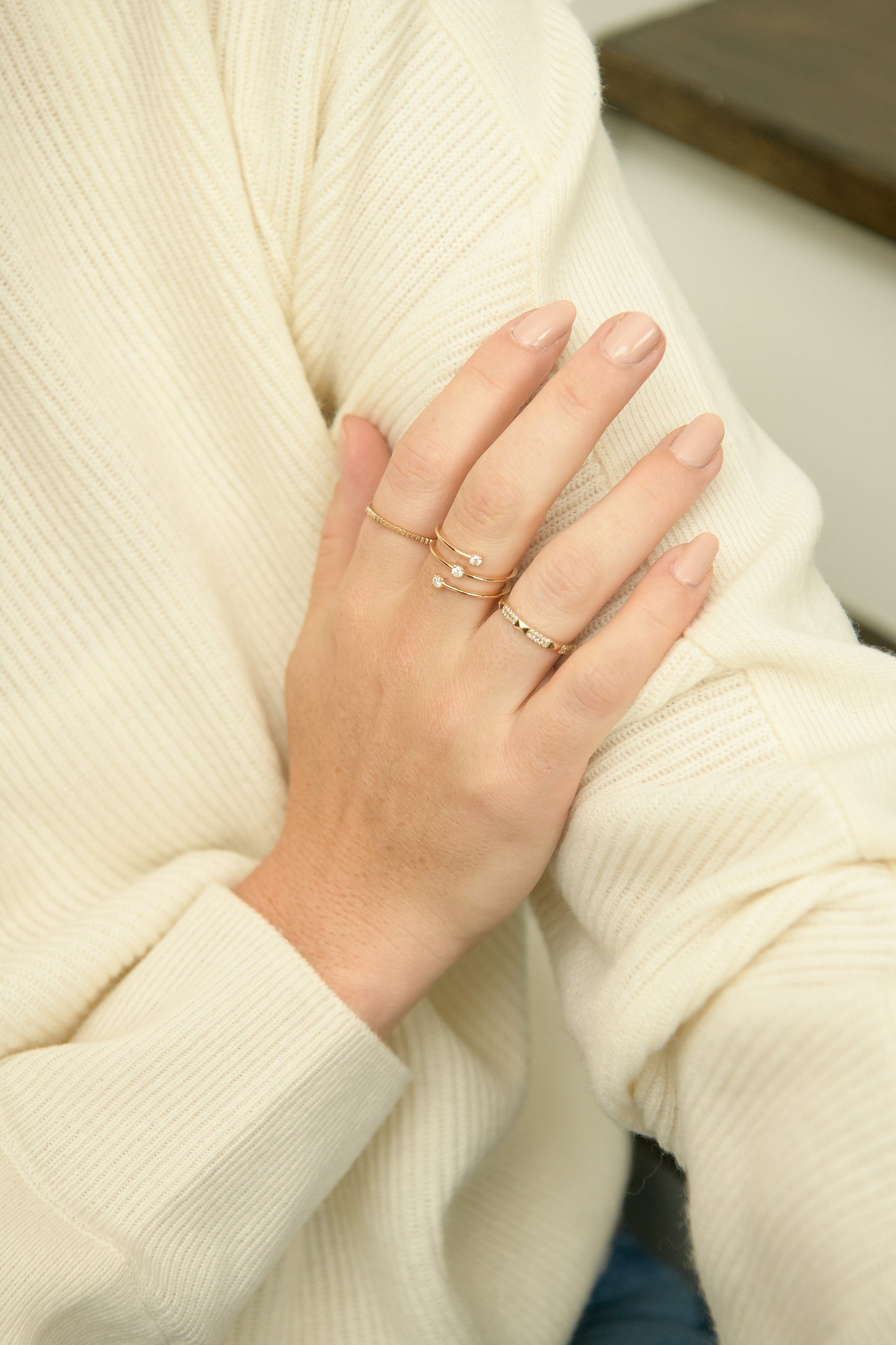 Ribbed Texture 14K Gold Ring