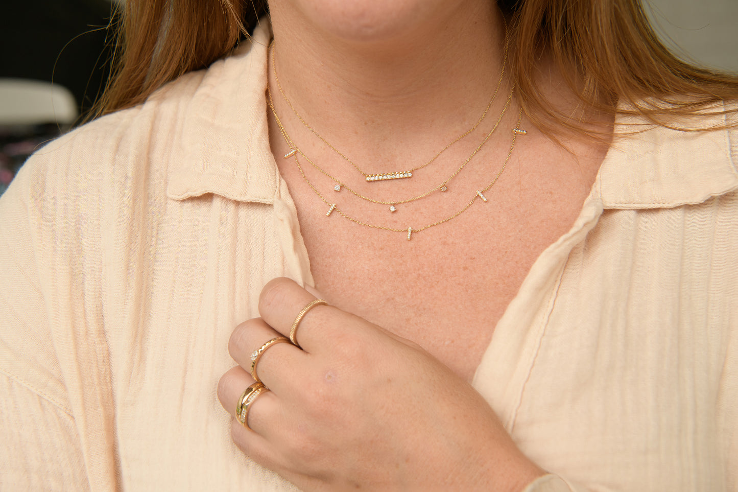 The 14K Yellow Gold Diamond Bar Minetta Necklace