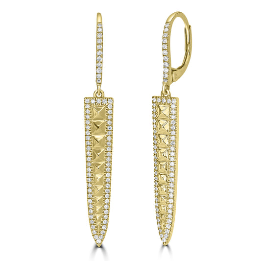 14K Yellow Gold Diamond Pointed Drop Jane Earrings