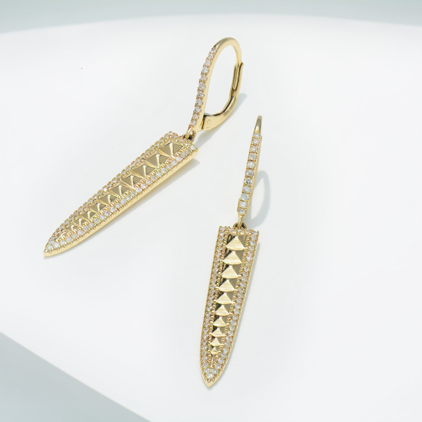 14K Yellow Gold Diamond Pointed Drop Jane Earrings