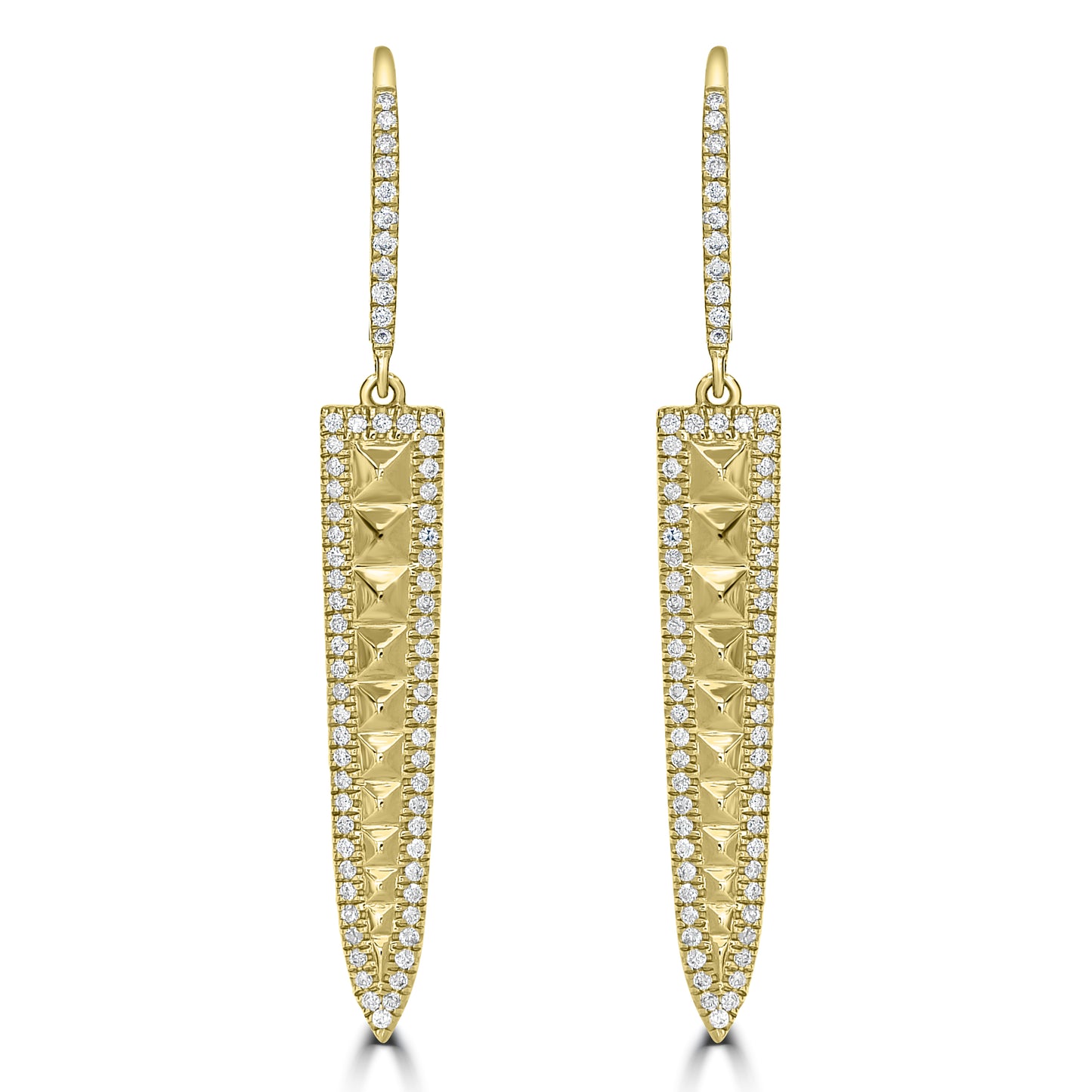 14K Yellow Gold Diamond Pointed Drop Jane Earrings
