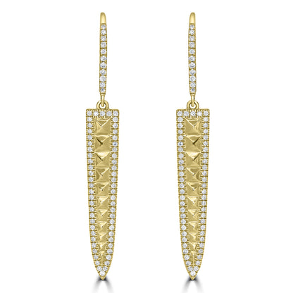 14K Yellow Gold Diamond Pointed Drop Jane Earrings