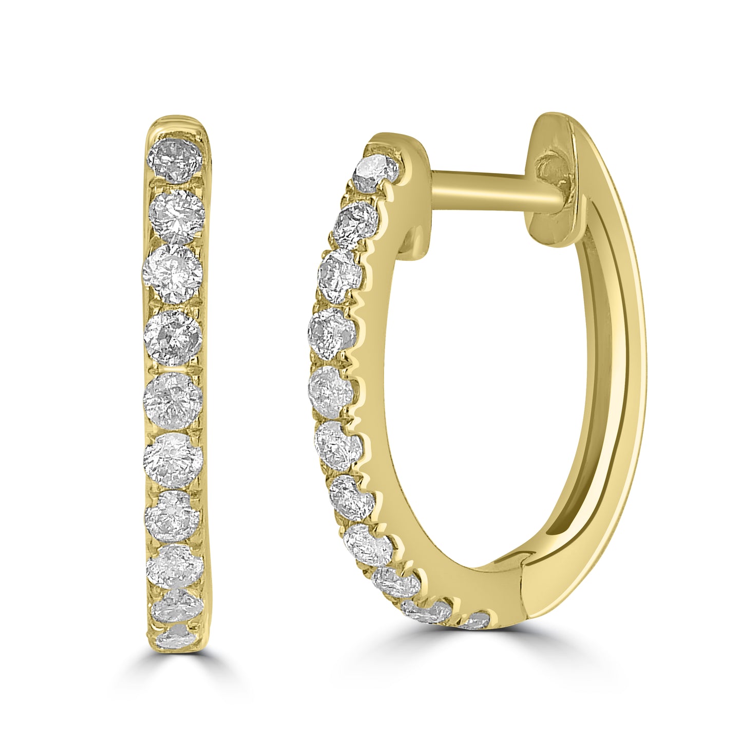 14K Yellow Gold Diamond Hoop Houston Earrings