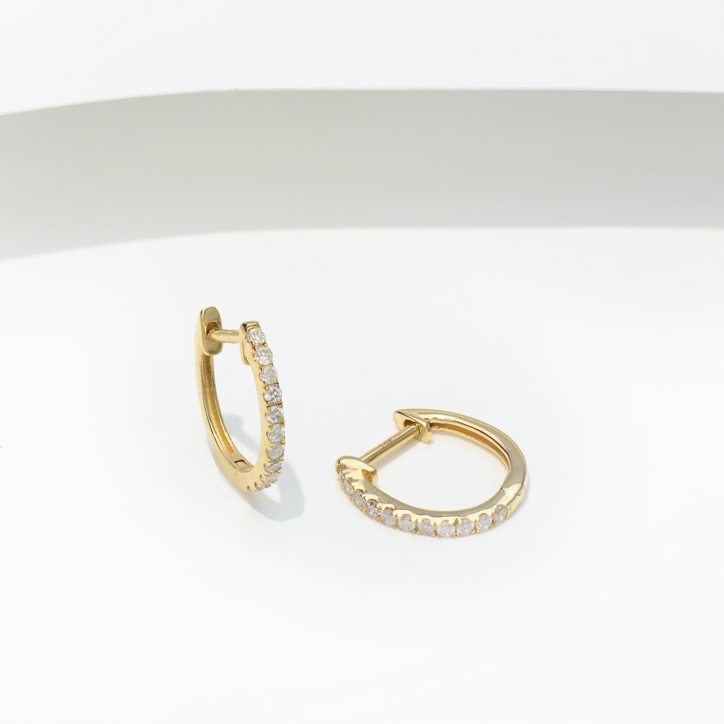14K Yellow Gold Diamond Hoop Houston Earrings