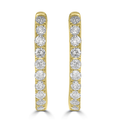 14K Yellow Gold Diamond Hoop Houston Earrings