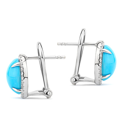 14K Yellow Gold Kimmie Turquoise Earrings with Diamond Halo Setting