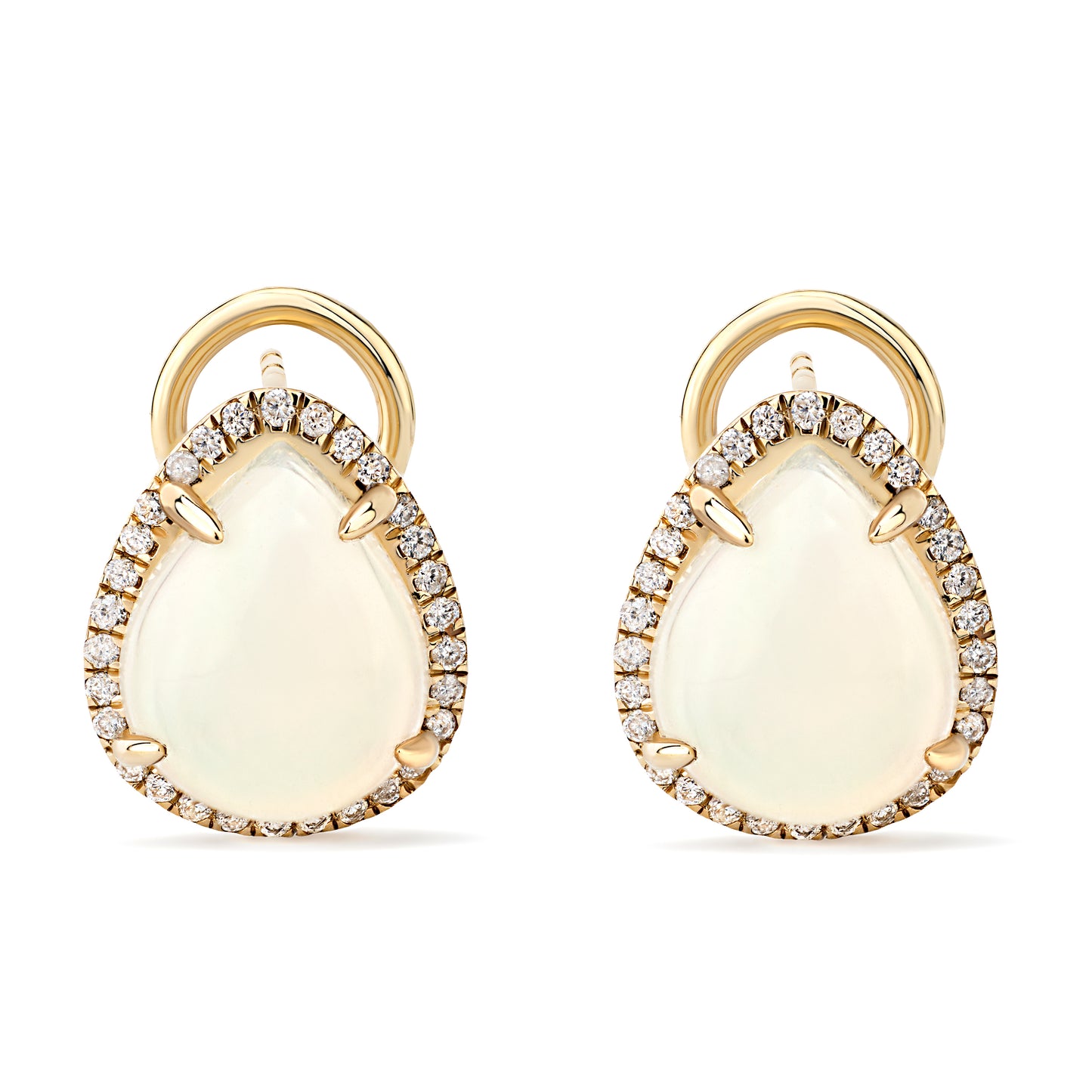 14K Yellow Gold Kimmie Opal Earrings with Diamond Halo Setting