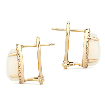 14K Yellow Gold Kimmie Opal Earrings with Diamond Halo Setting