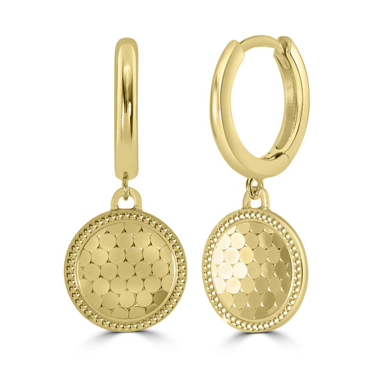 14K Yellow Gold Round Shimmer Drops