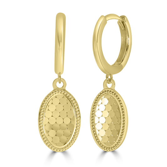 14K Yellow Gold Oval Shimmer Drops