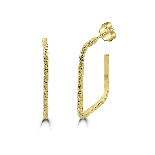 14K Yellow Gold Hammered Hoop Wooster Earrings