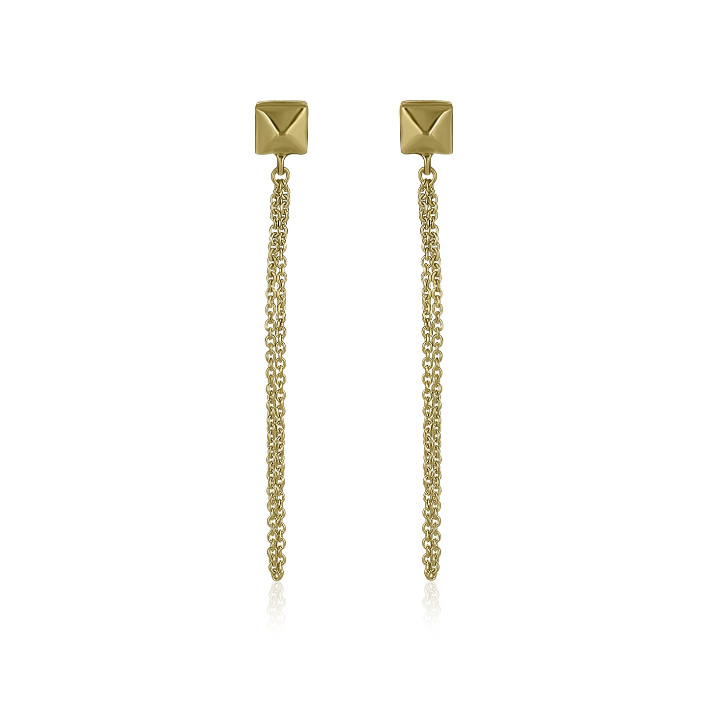 14K Yellow Gold Chain Link Dangle Earrings