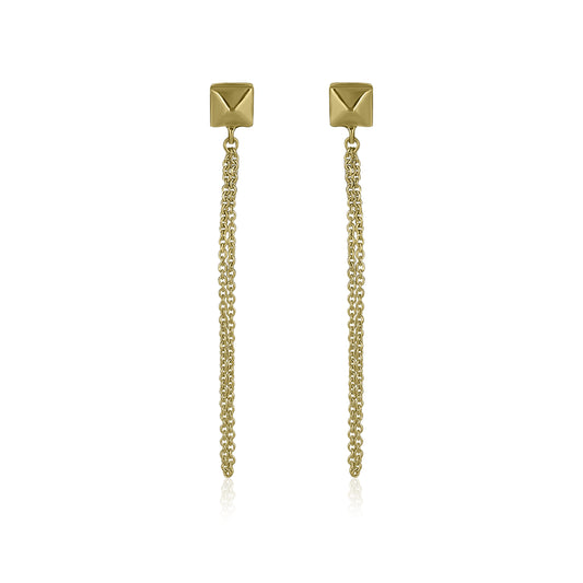14K Yellow Gold Chain Link Dangle Earrings