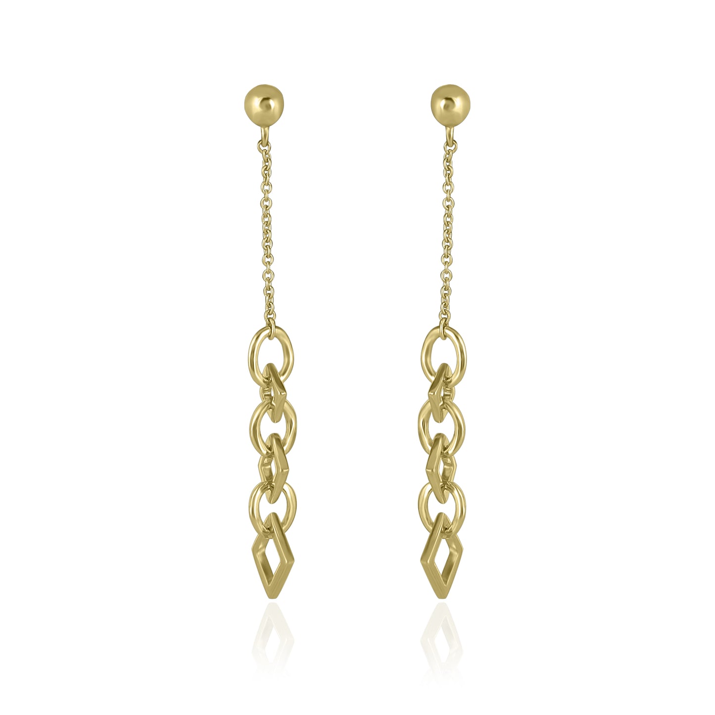 14K Yellow Gold Chain Link Dangle Earring