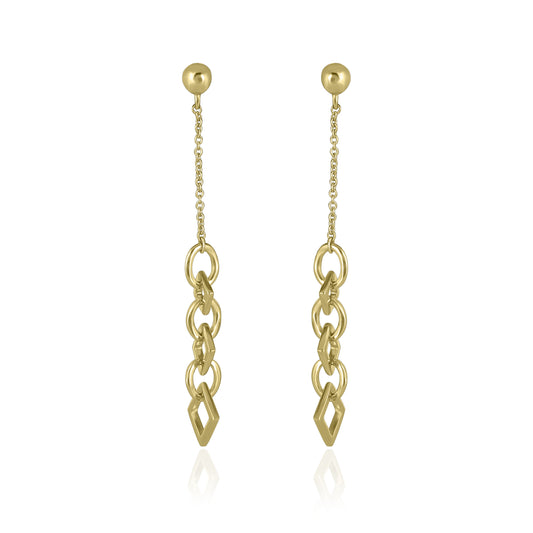 14K Yellow Gold Chain Link Dangle Earrings
