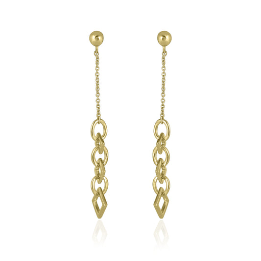 14K Yellow Gold Chain Link Dangle Earrings