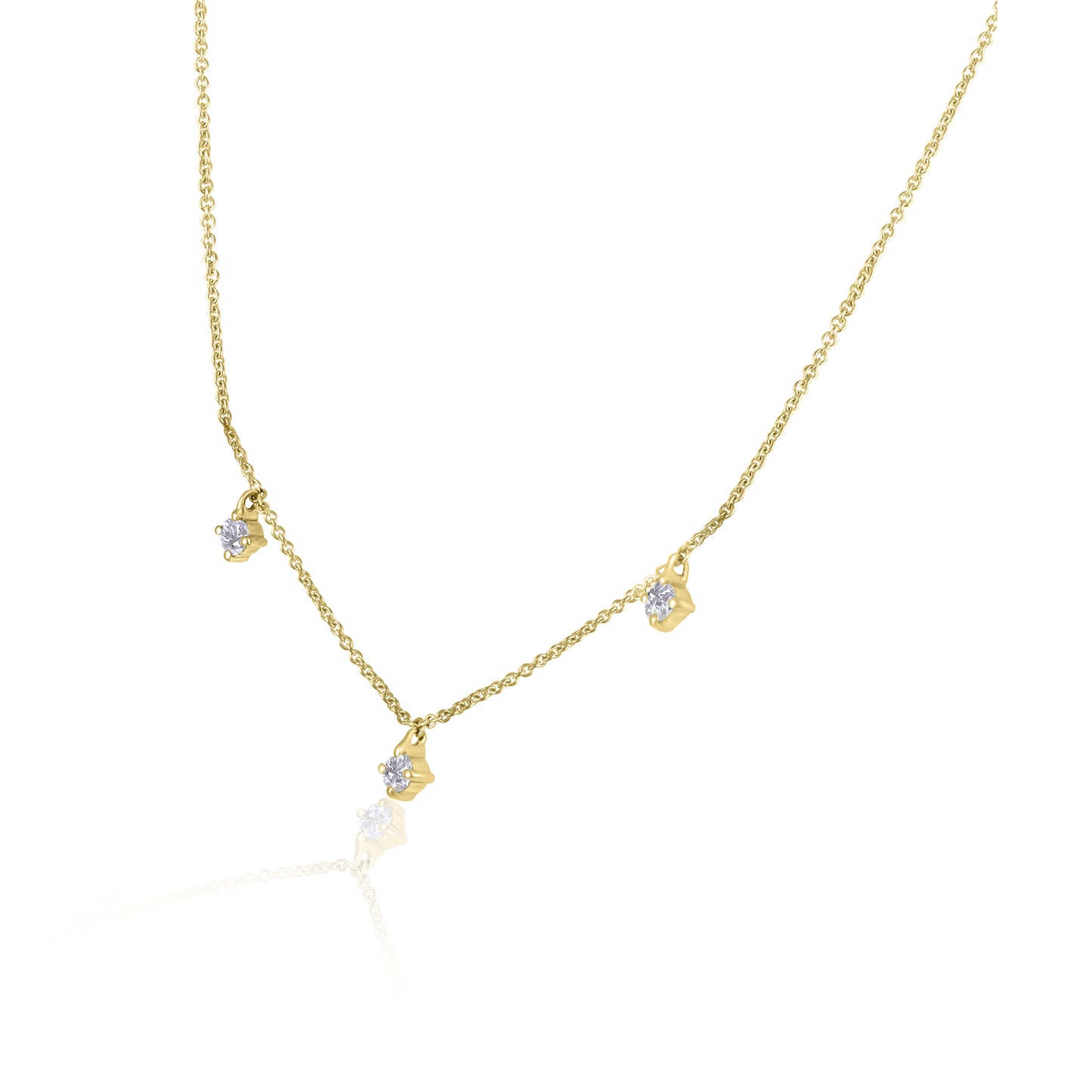 14K Yellow Gold Chester Necklace with Round Cut Diamonds