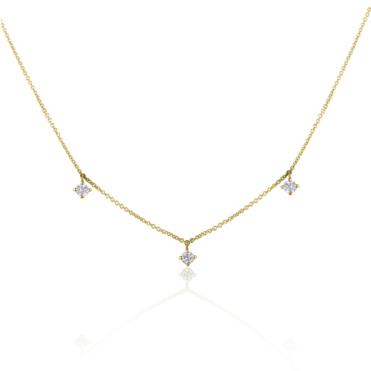 14K Yellow Gold Chester Necklace with Round Cut Diamonds