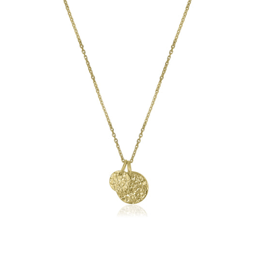 14K Yellow Gold Lexington Double Hammered Disc Necklace