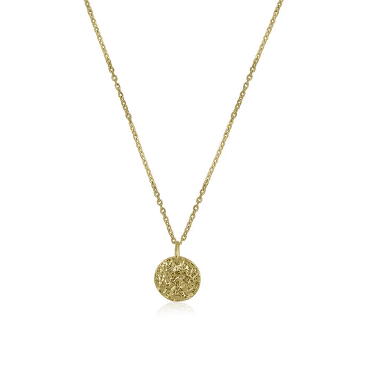 14K Yellow Gold Lexington Hammered Disc Necklace