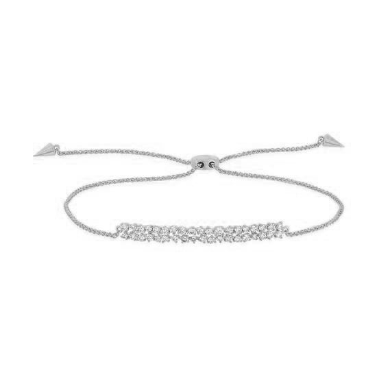 14K White Gold Madison Bolo Bracelet with Elegant Diamond Centerpiece