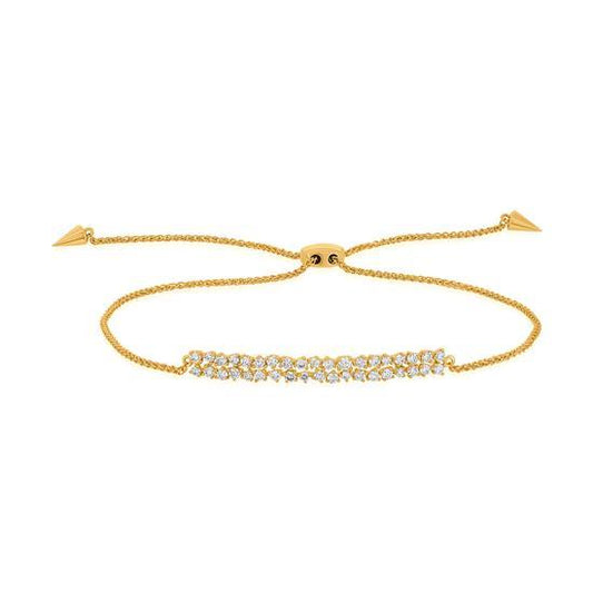 14K Yellow Gold Madison Bolo Bracelet with Elegant Diamond Centerpiece