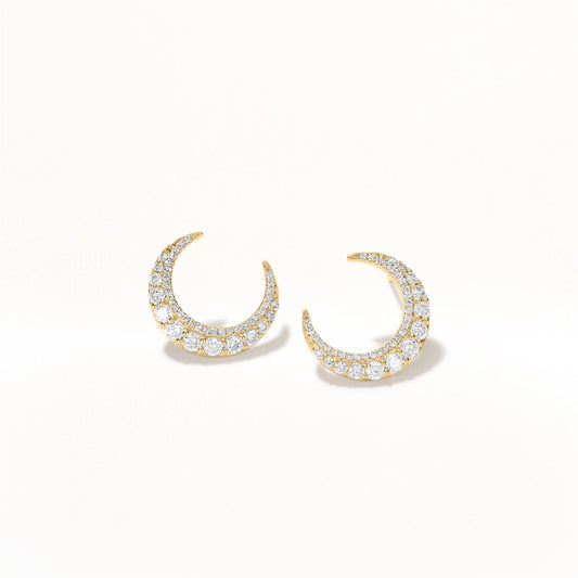 Crescent Earrings-14K Yellow Gold with Diamonds