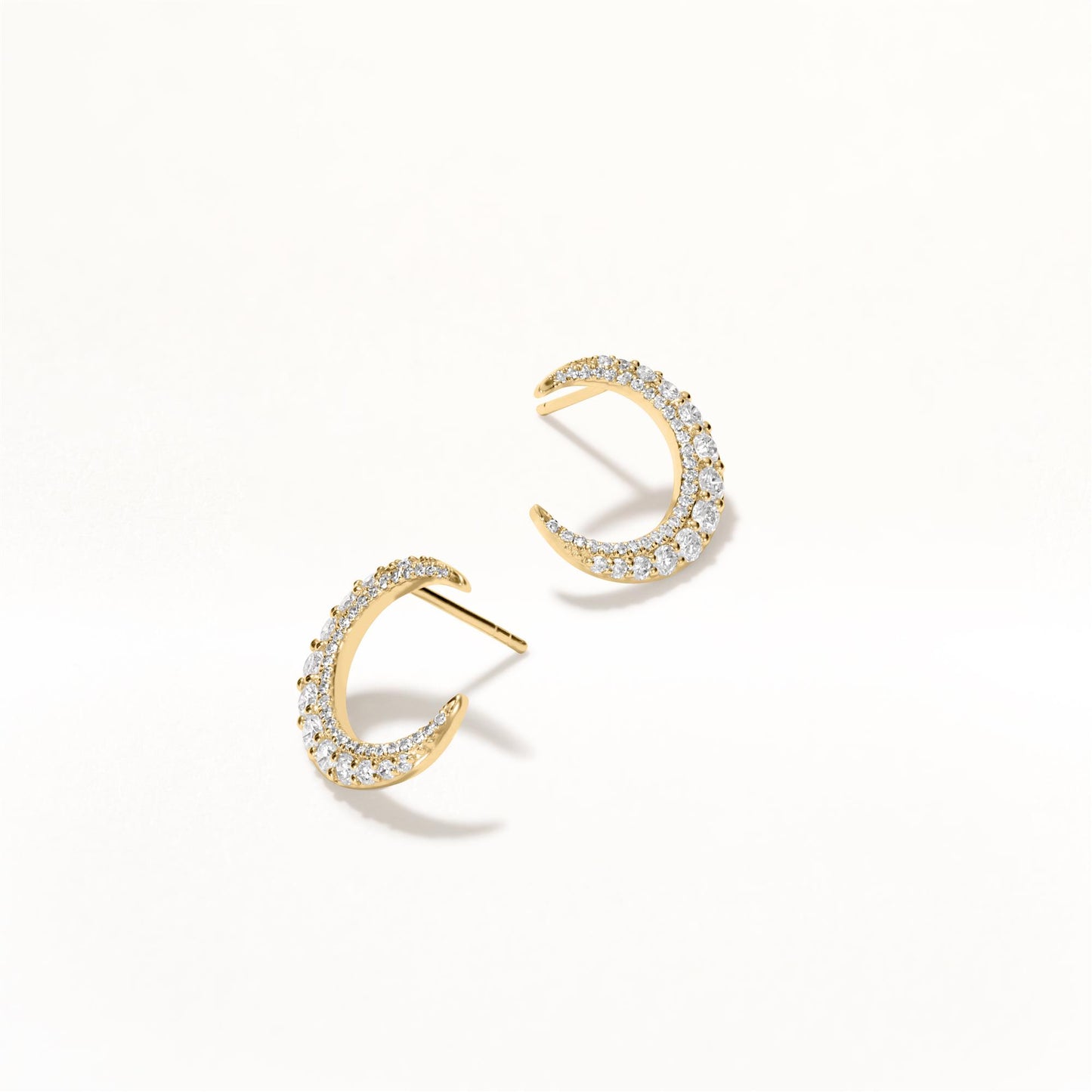 Crescent Earrings-14K Yellow Gold with Diamonds