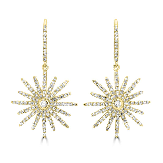 14K Yellow Gold Diamond-Studded Stardust Drop Earrings