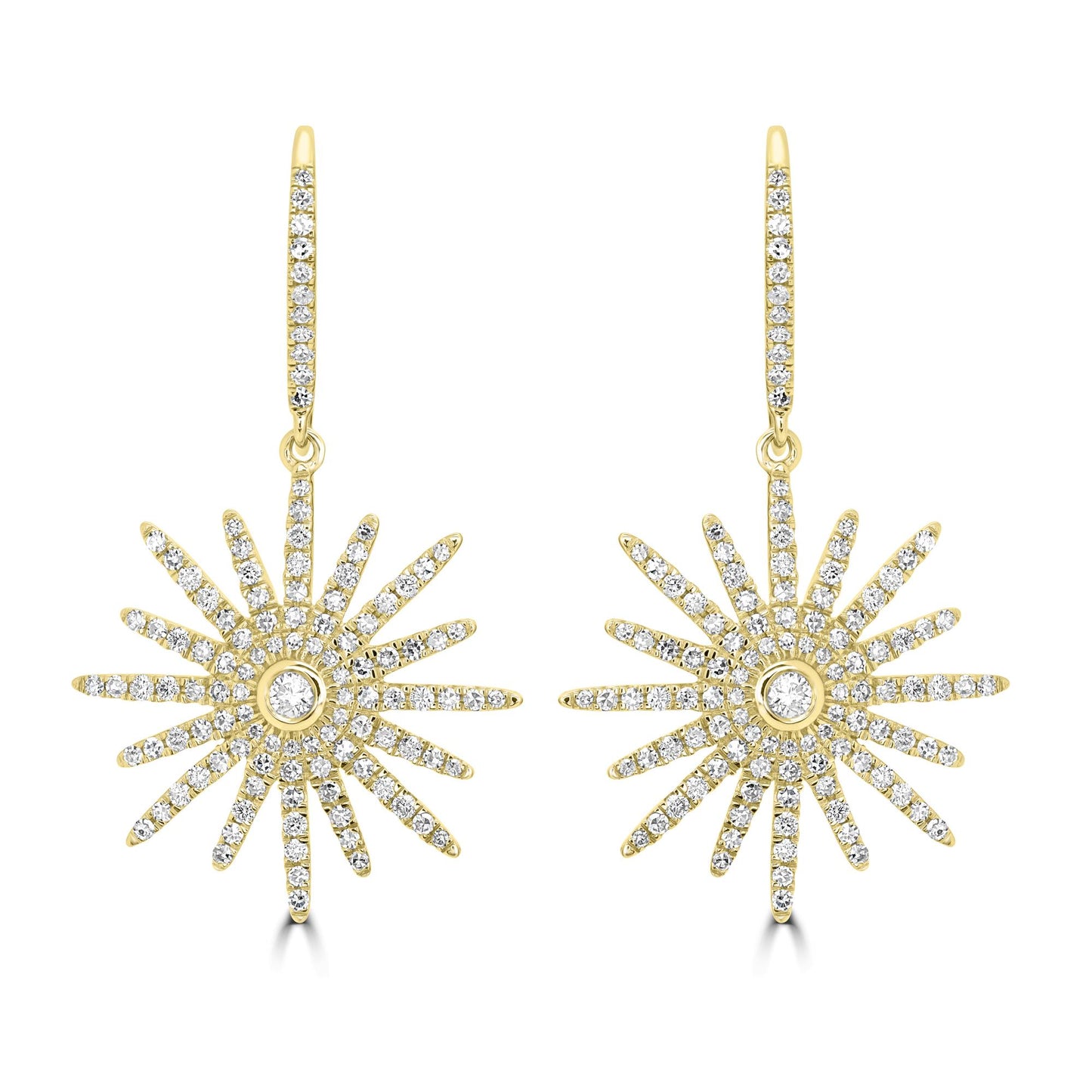 14K Yellow Gold Diamond-Studded Stardust Drop Earrings