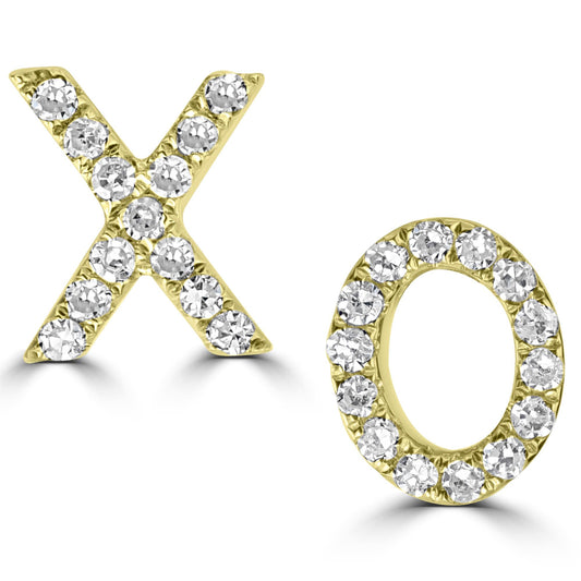 Diamond 14K Yellow Gold XO Stud Earrings