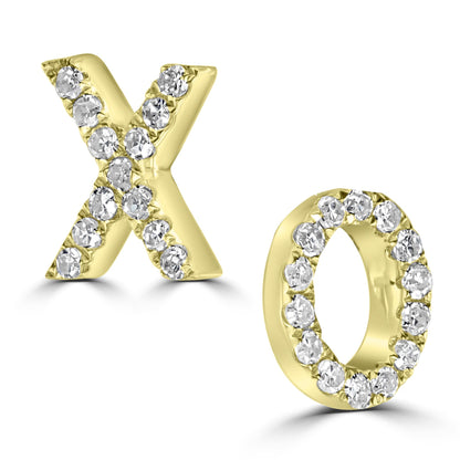 Diamond 14K Yellow Gold XO Stud Earrings
