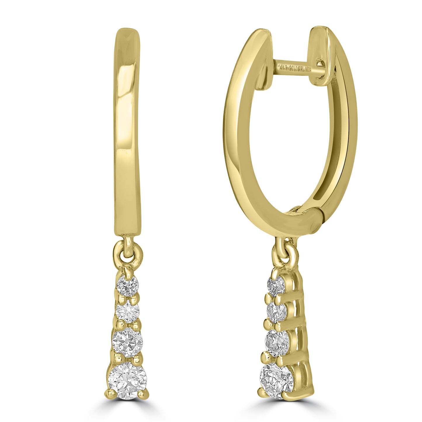 14K Yellow Gold Diamond Eiffel Earrings