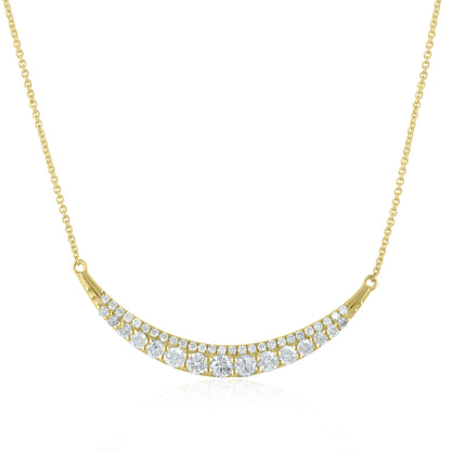 14K Yellow Gold Necklace with Diamond Crescent Pendant