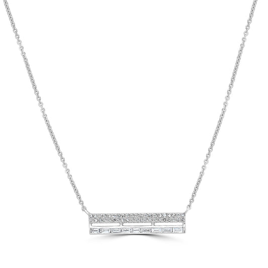 The 14K White Gold Stanton Necklace with Diamond Split Bar Pendant