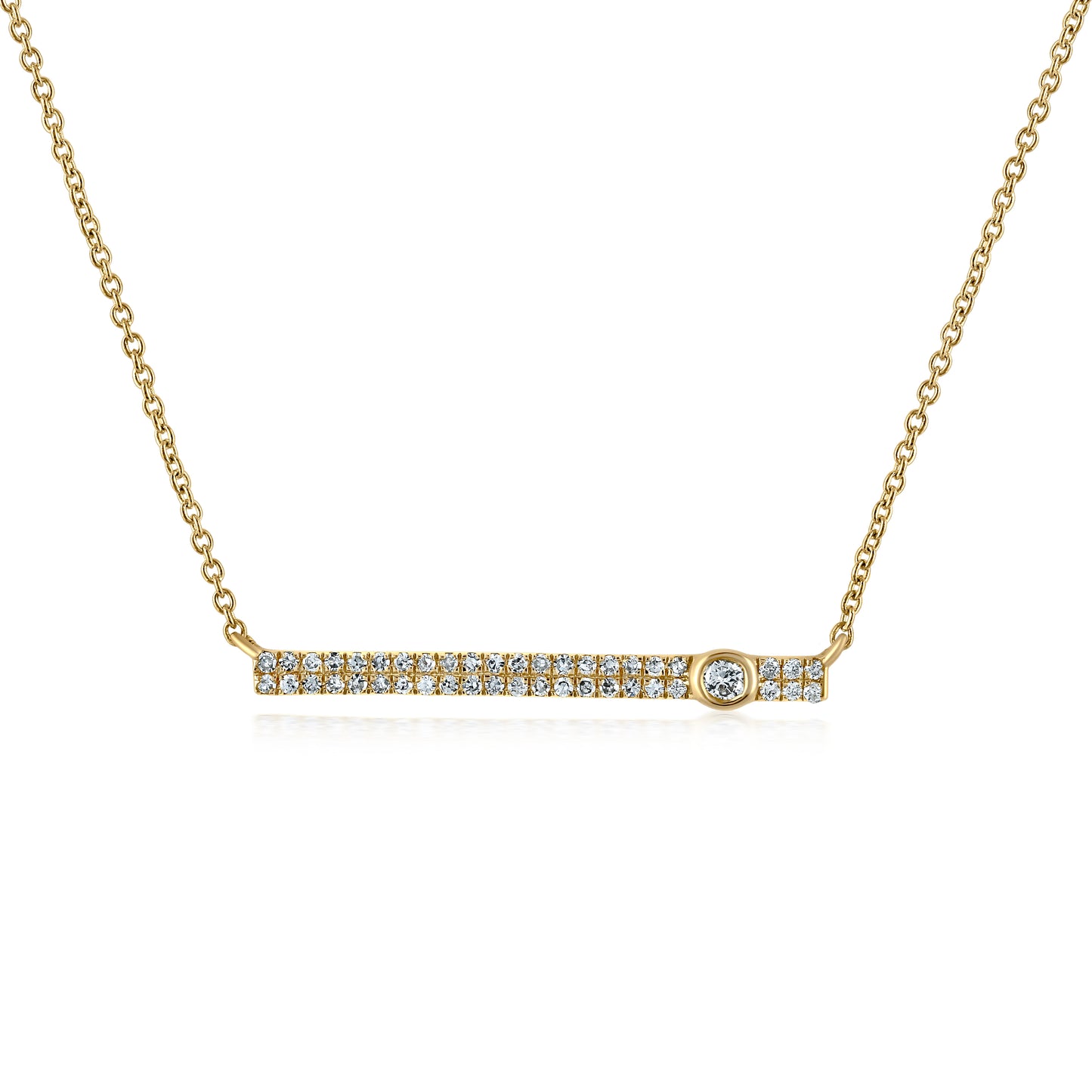 The Lafayette Necklace with 14K Yellow Gold and Diamond Bar Pendant