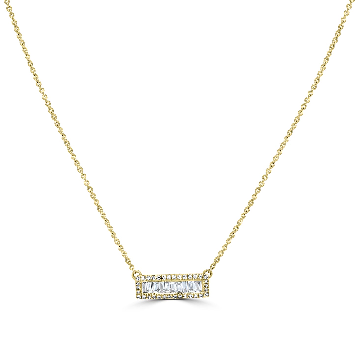 14K Yellow Gold Diamond Bar Necklace