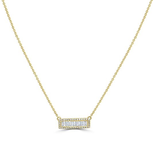 14K Yellow Gold Diamond Bar Necklace