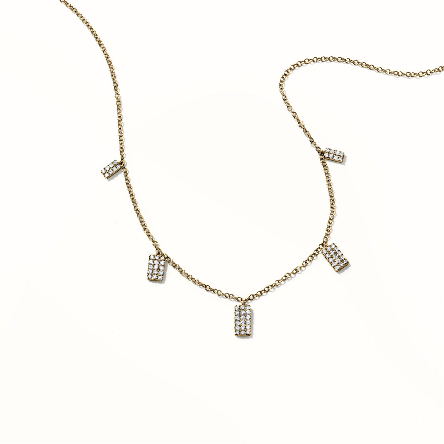 The 14K Yellow Gold Britt Necklace with 5 Diamond Pendants