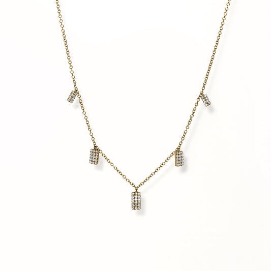 The 14K Yellow Gold Britt Necklace with 5 Diamond Pendants