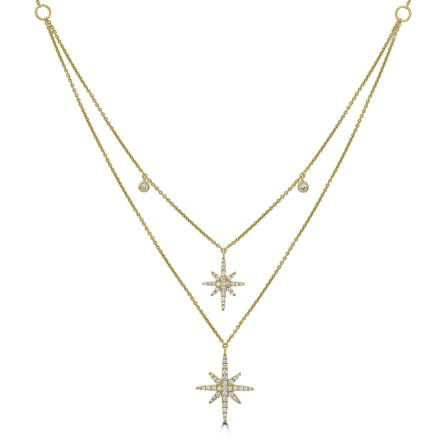 14K Yellow Gold Stardust Necklace with Diamond Pendants