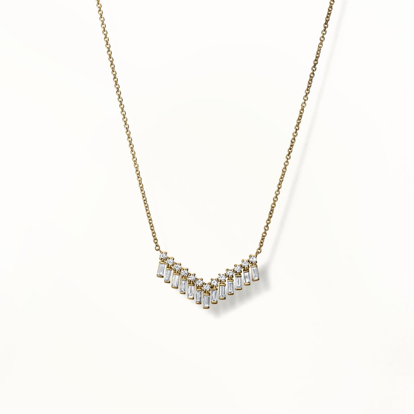 Chevron 14K Gold & Diamond Bar Necklace