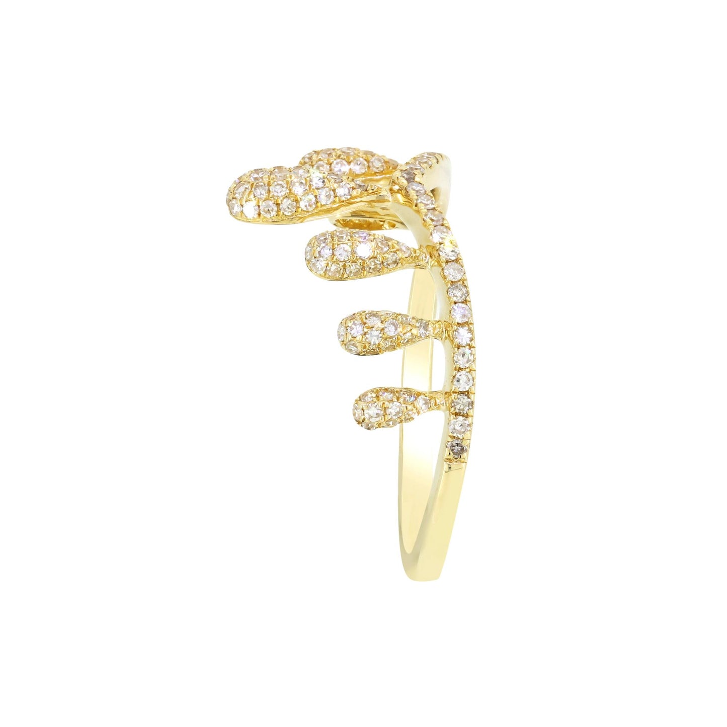 Multi-Teardop Crown 14K Gold & Diamond Ring