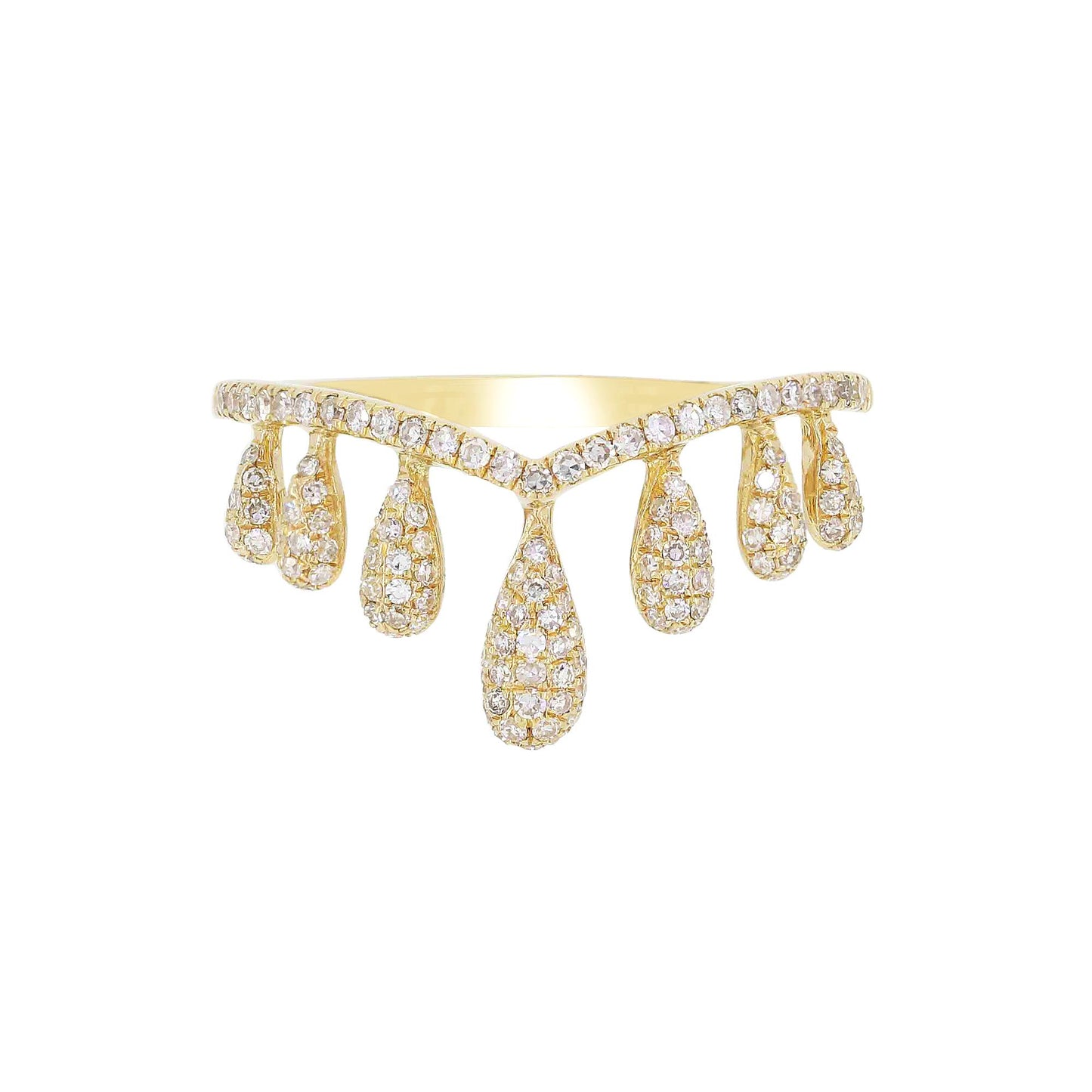 Multi-Teardop Crown 14K Gold & Diamond Ring