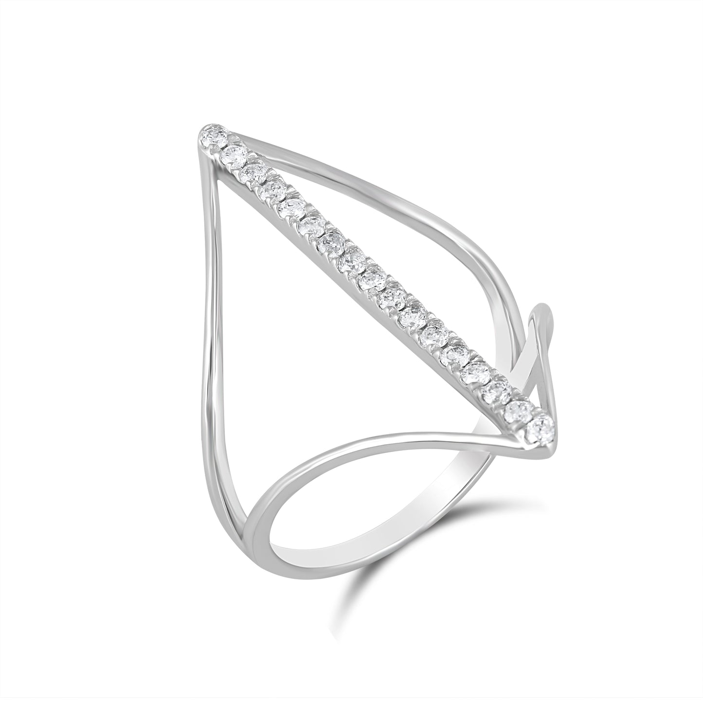 14K White Gold Diamond Wave Ring