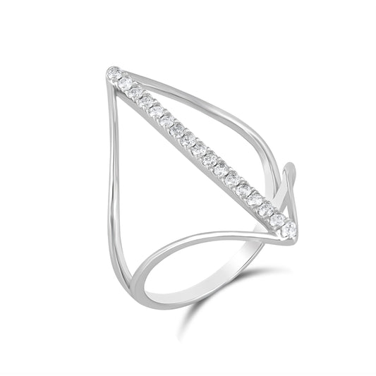 14K White Gold Diamond Wave Ring